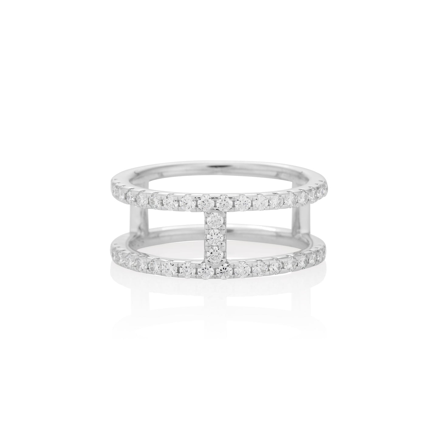 1.5mm Moissanite H Ring in 925 Sterling Silver