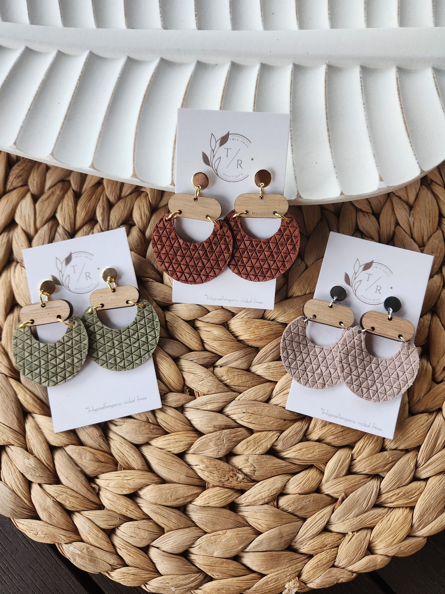 Billie|statement leather and wood dangle