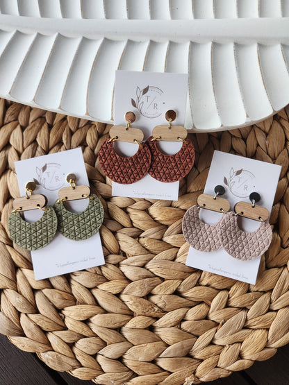 Billie|statement leather and wood dangle