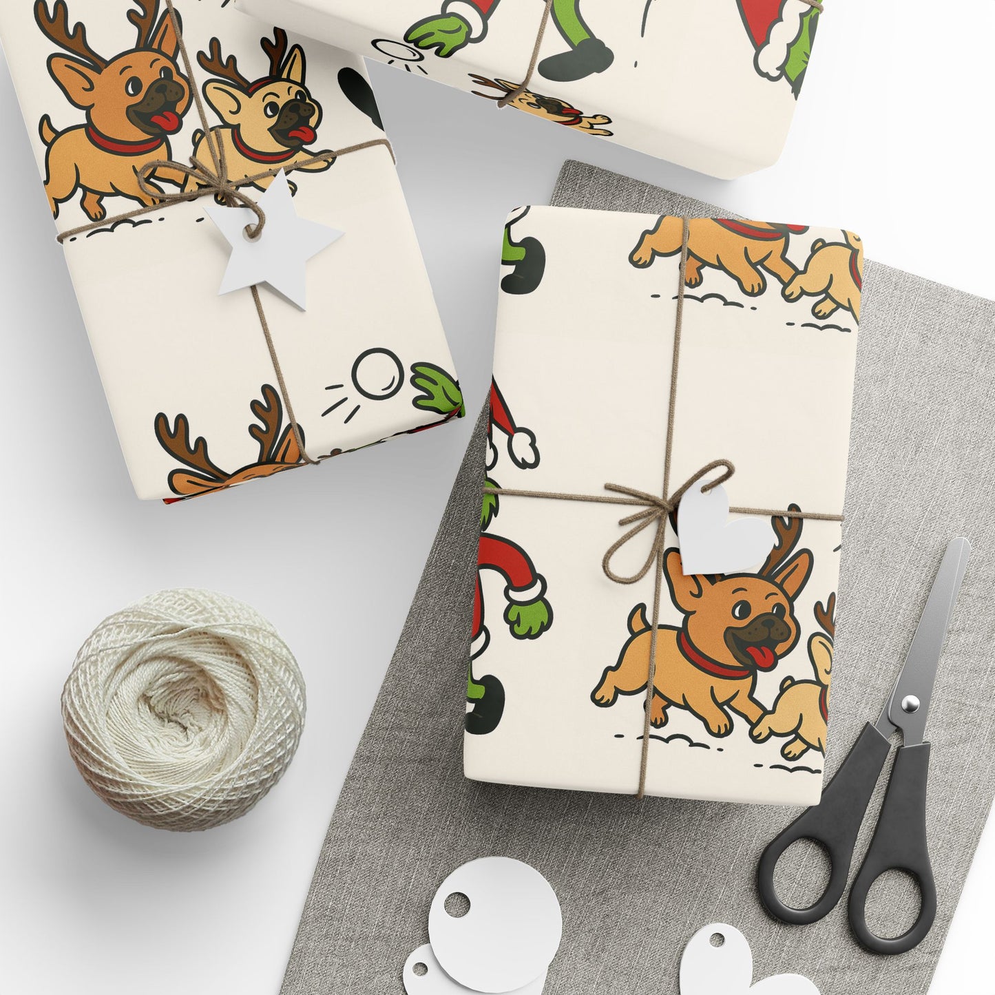 Exclusive Twin Bully Whimsical Holiday Wrapping Paper