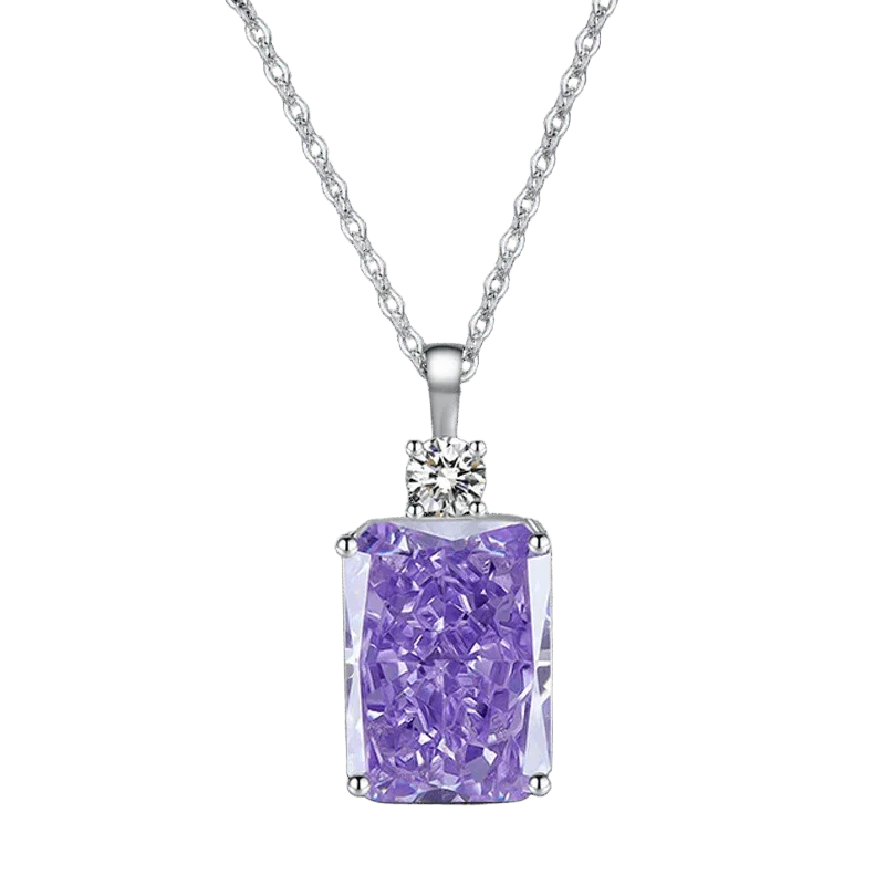 Multicolor Ice Flower Cut CZ Pendant Necklace, 10*14mm 5A Cubic Zirconia, 6 Color Options, Dainty Luxe Pendant