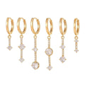 6 Pieces Crystal Cascade Drops Earring Set, 18k Gold Hoop with Drops, S925 Needle, Stacked Lobe Designs with Dazzling Zirconia