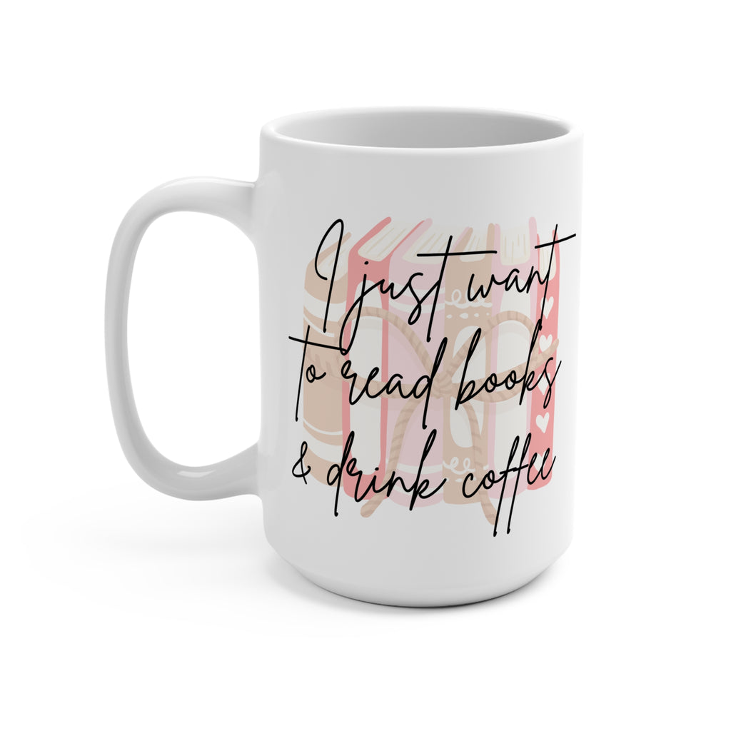 Cozy Coffee Lover's Mug - 15oz Ceramic Cup for Bookworms & Coffee Enthusiasts
