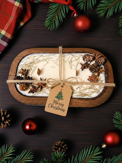 NEW SCENT! Cedar & Frankincense -Wood-Wick Christmas Dough Bowl Candles