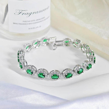 Colorful CZ Halo Tennis Bracelet, Multicolor Gemstone Bridal Jewelry, Unique Pattern Gift for Her, Cubic Zirconia Bridesmaid Bracelet