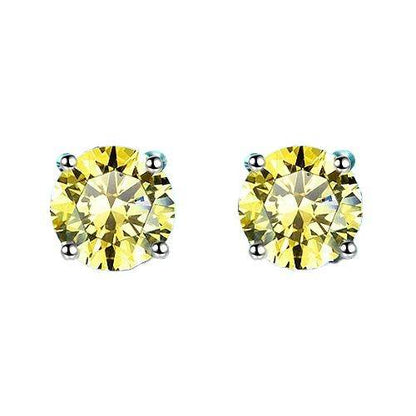 S925 Multicolor Moissanite 4-Prong Stud Earrings, 10 Color 0.5-3ct D-Grade VVS Certificate, Unisex Hypoallergenic Sterling Silver Gift
