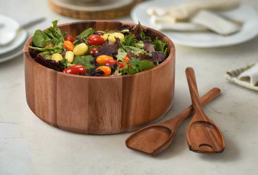 Extra Large Acacia Wood Salad Bowl Set
