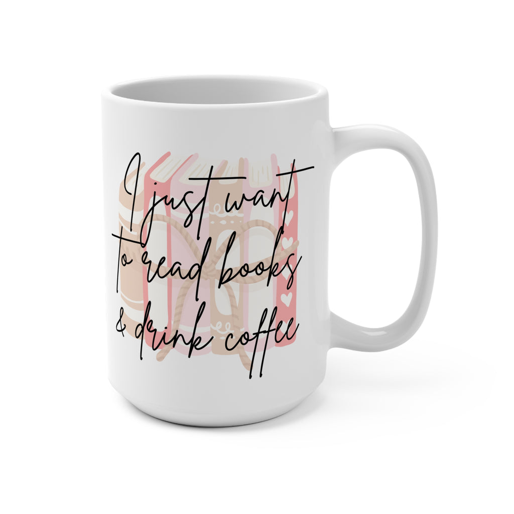 Cozy Coffee Lover's Mug - 15oz Ceramic Cup for Bookworms & Coffee Enthusiasts