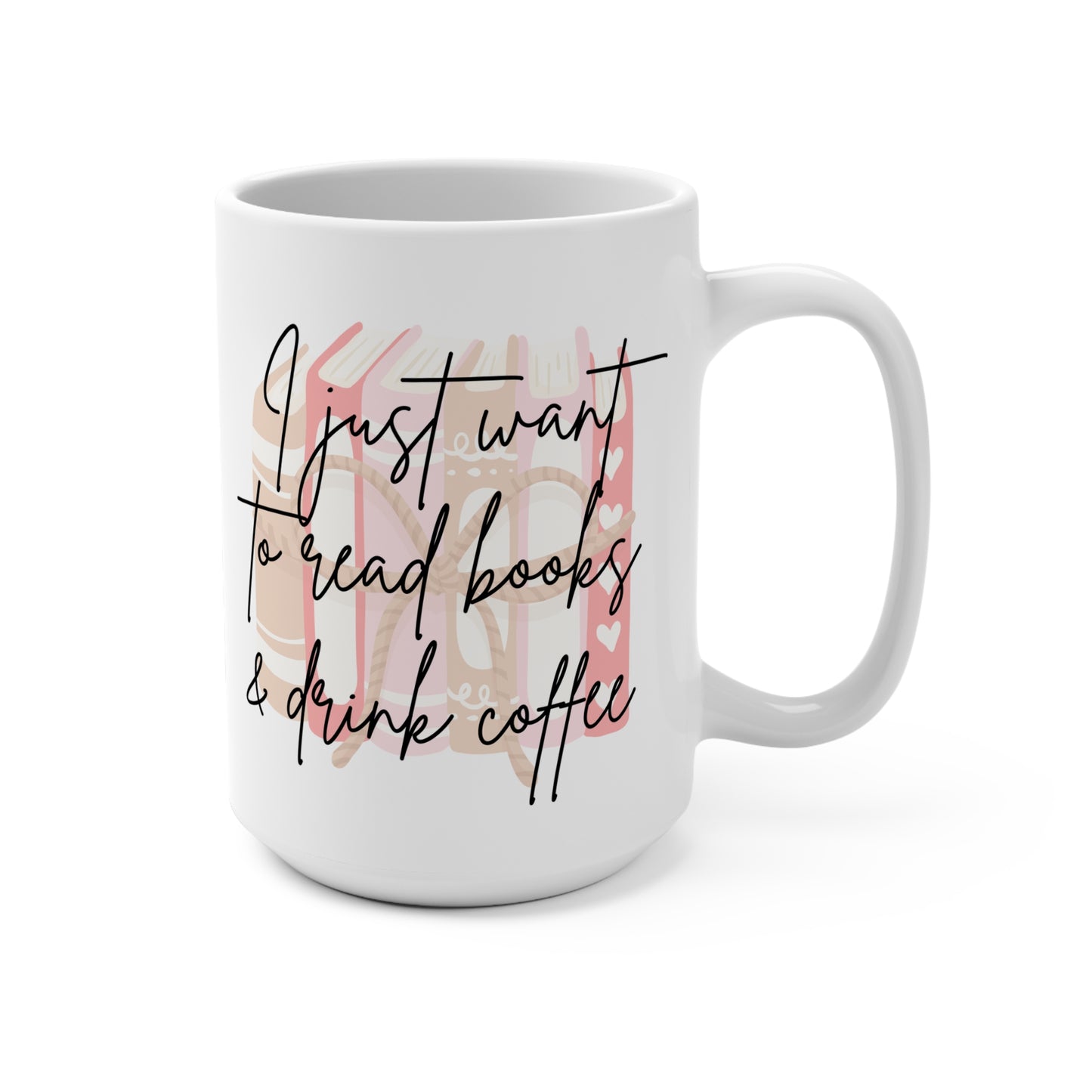 Cozy Coffee Lover's Mug - 15oz Ceramic Cup for Bookworms & Coffee Enthusiasts