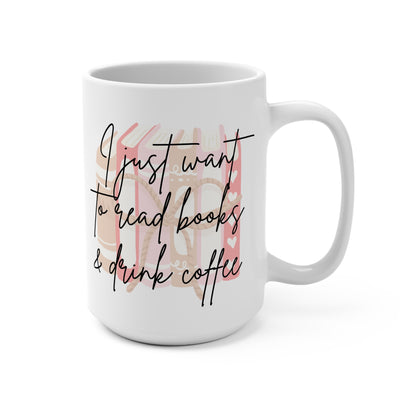Cozy Coffee Lover's Mug - 15oz Ceramic Cup for Bookworms & Coffee Enthusiasts