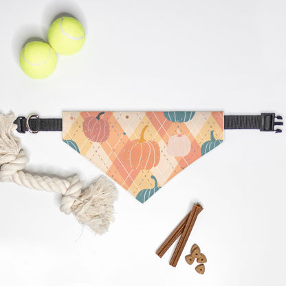Pumpkins and Plaid Collar Pet Bandana (Sm & Med)
