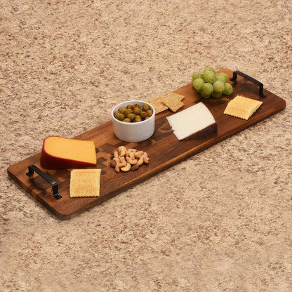 Acacia Wood Trays with Metal Handles