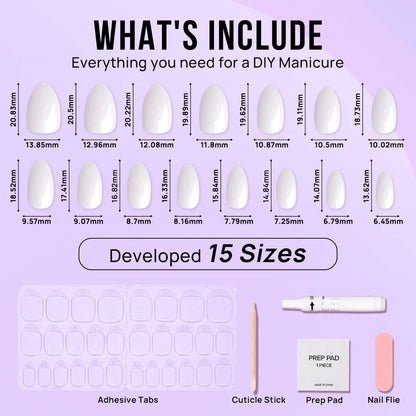 Milky Way Almond Nails  - Press on Nails | Long Lasting & Reusable