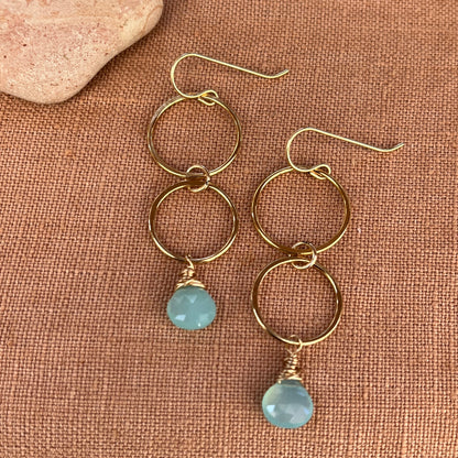 AQUA CHALCEDONY DUO EARRINGS