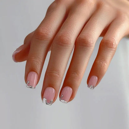 Chrome Edge Square Nails - Press On Nails | Long Lasting & Reusable
