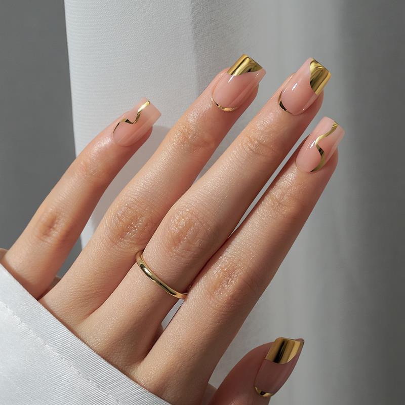 Golden Hour Square Nails - Press On Nails | Long Lasting & Reusable