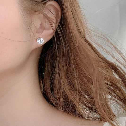 S925 Klein Blue Moissanite Halo Stud Earrings, Sterling Silver D-Grade VVS Round-Cut Certificated Moissanite Jewelry for Men & Women, Simple & Stylish Gift for Wedding, Birthday, Anniversary