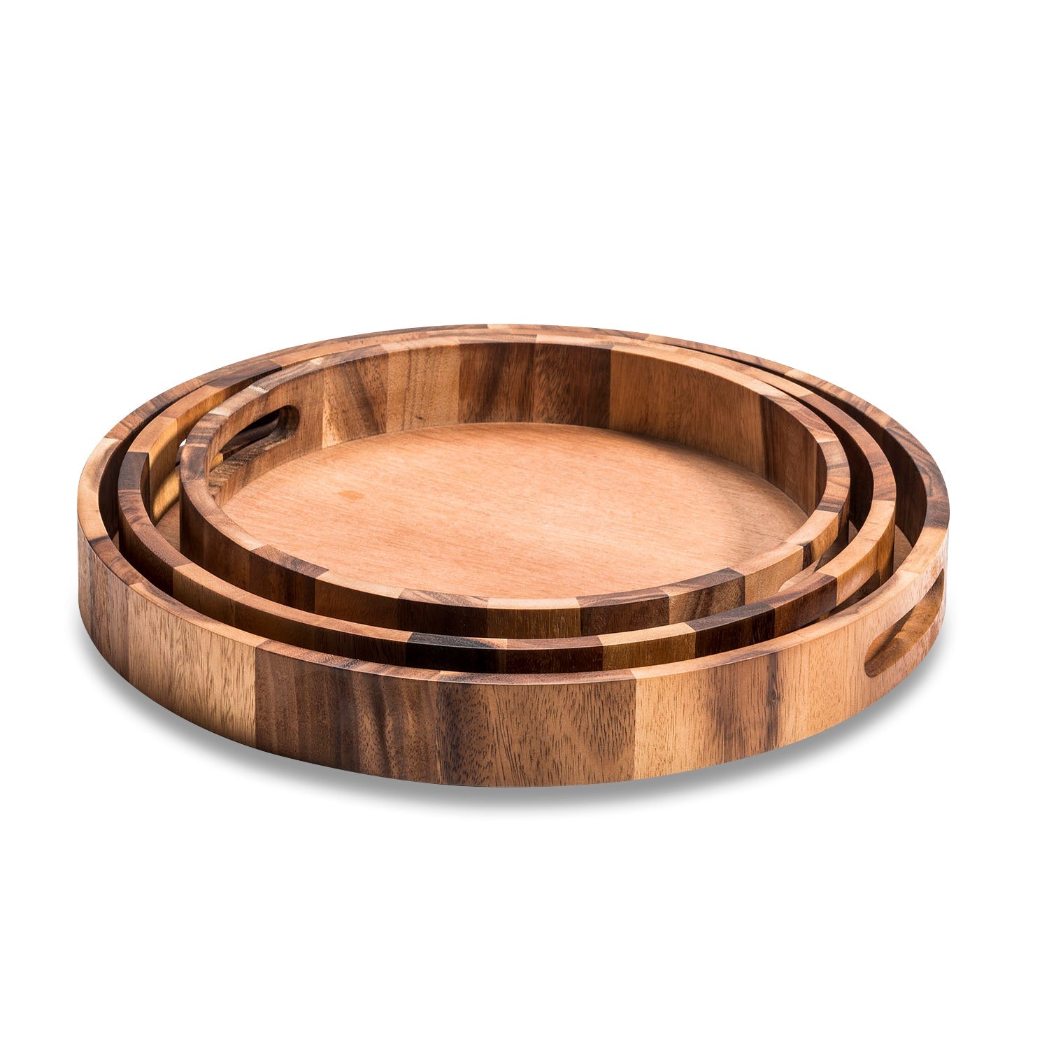 Round Acacia Wood Serving and Charcuterie Tray