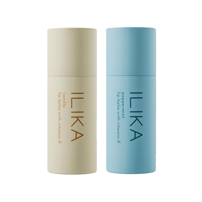 ILIKA 2 Pack Organic Lip Balm- Vanilla & Peppermint