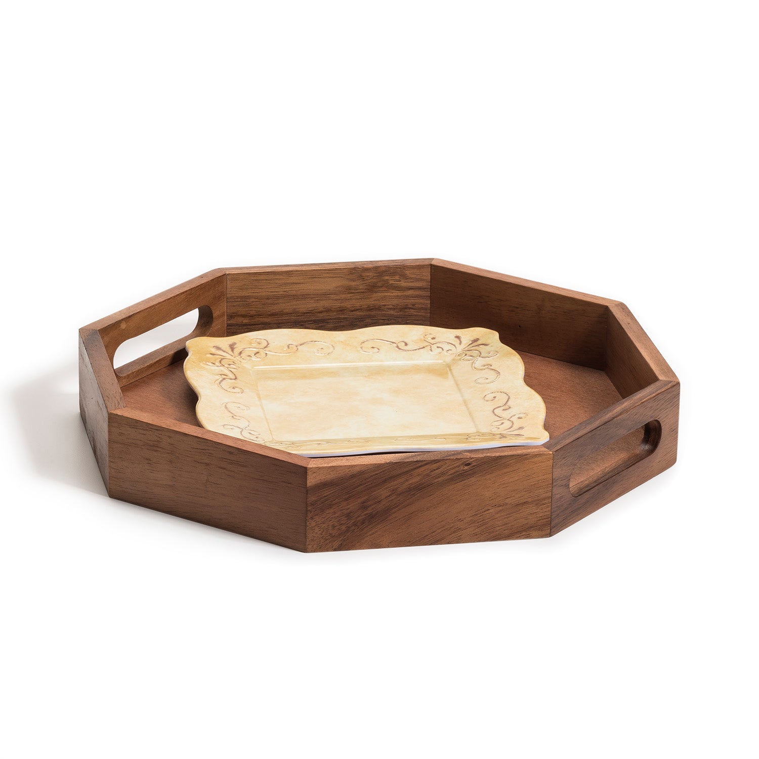 Acacia Wood Octagon Serving Tray