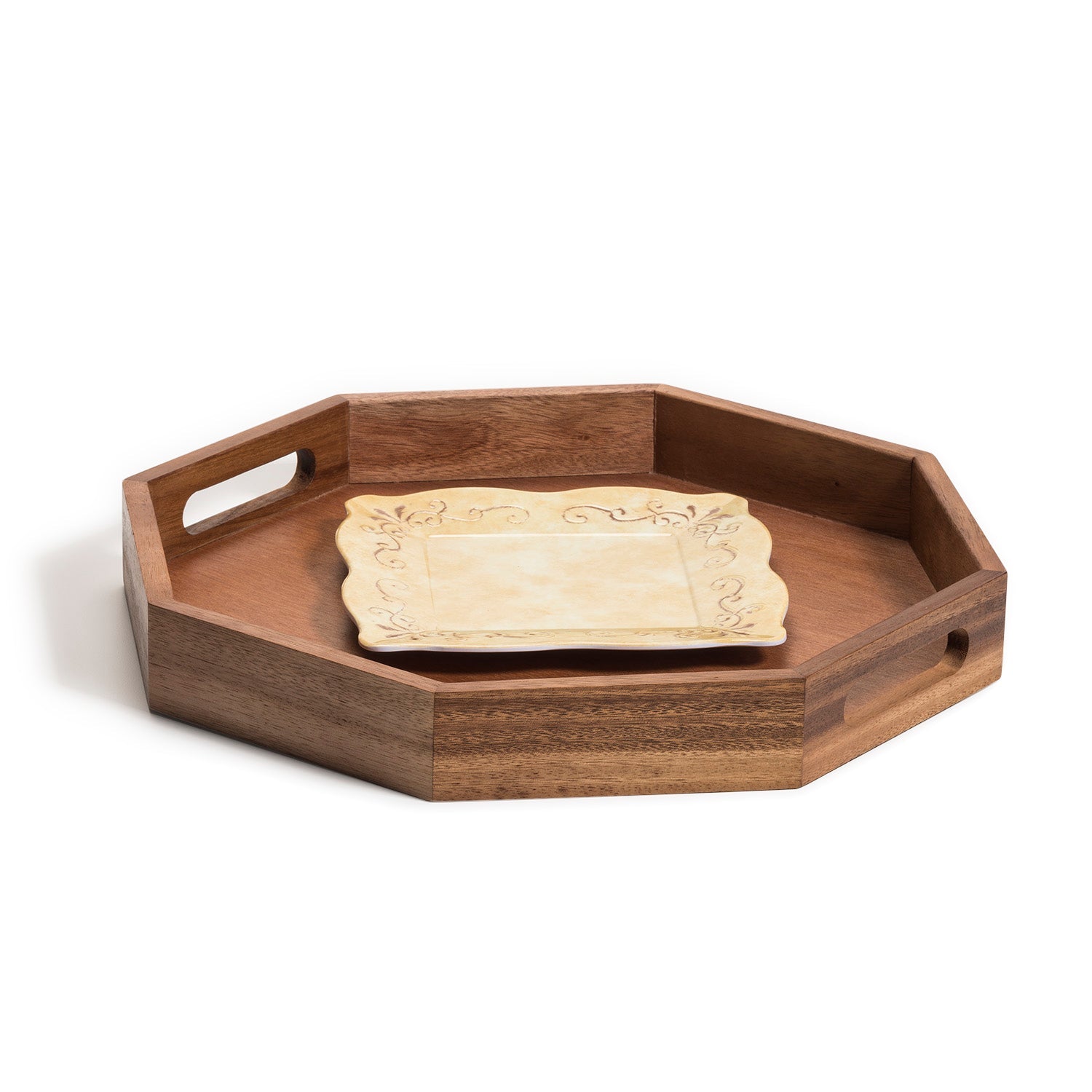 Acacia Wood Octagon Serving Tray