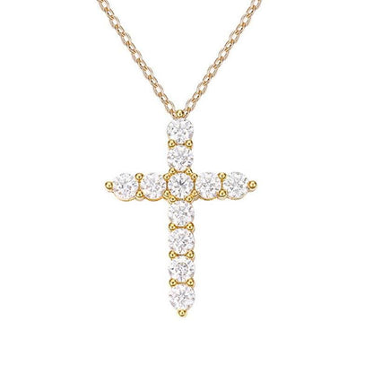 S925 Moissanite Cross Necklace, 3 Color Options, 11 Stones 0.1-0.5ct VVS, Dainty Luxe Clavicle Pendant, Sterling Silver Jewelry