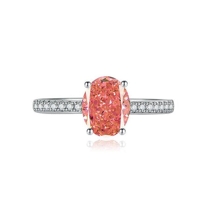 Multicolor Ice Flower Cut Oval CZ Adjustable Ring, Pave Band, 7*9mm 5A Cubic Zirconia, 6 Color Options, Dainty Luxe