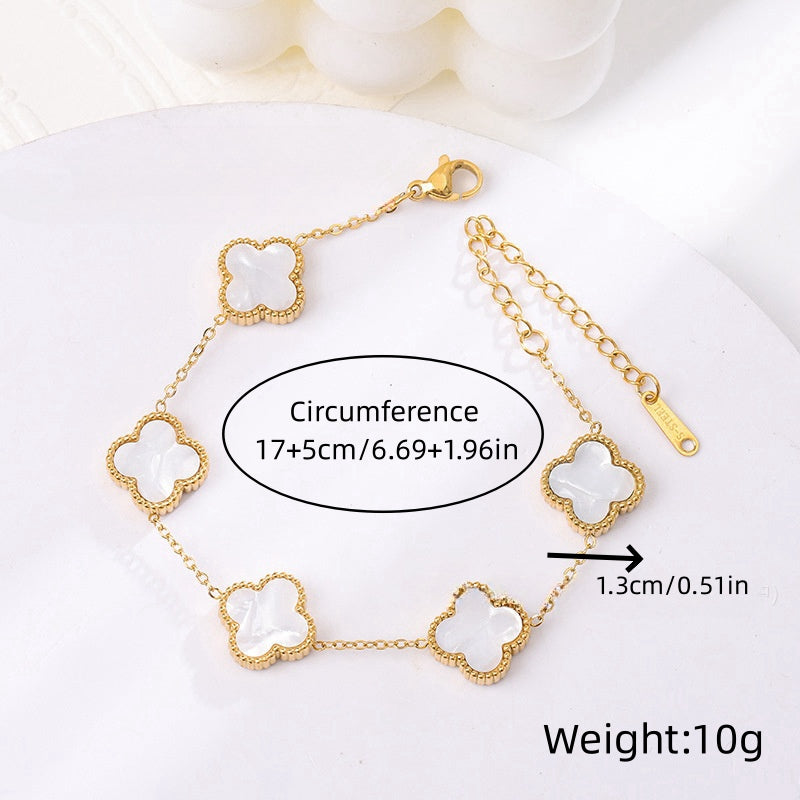 Luck Intention -Pearl Shell Clover Bracelet