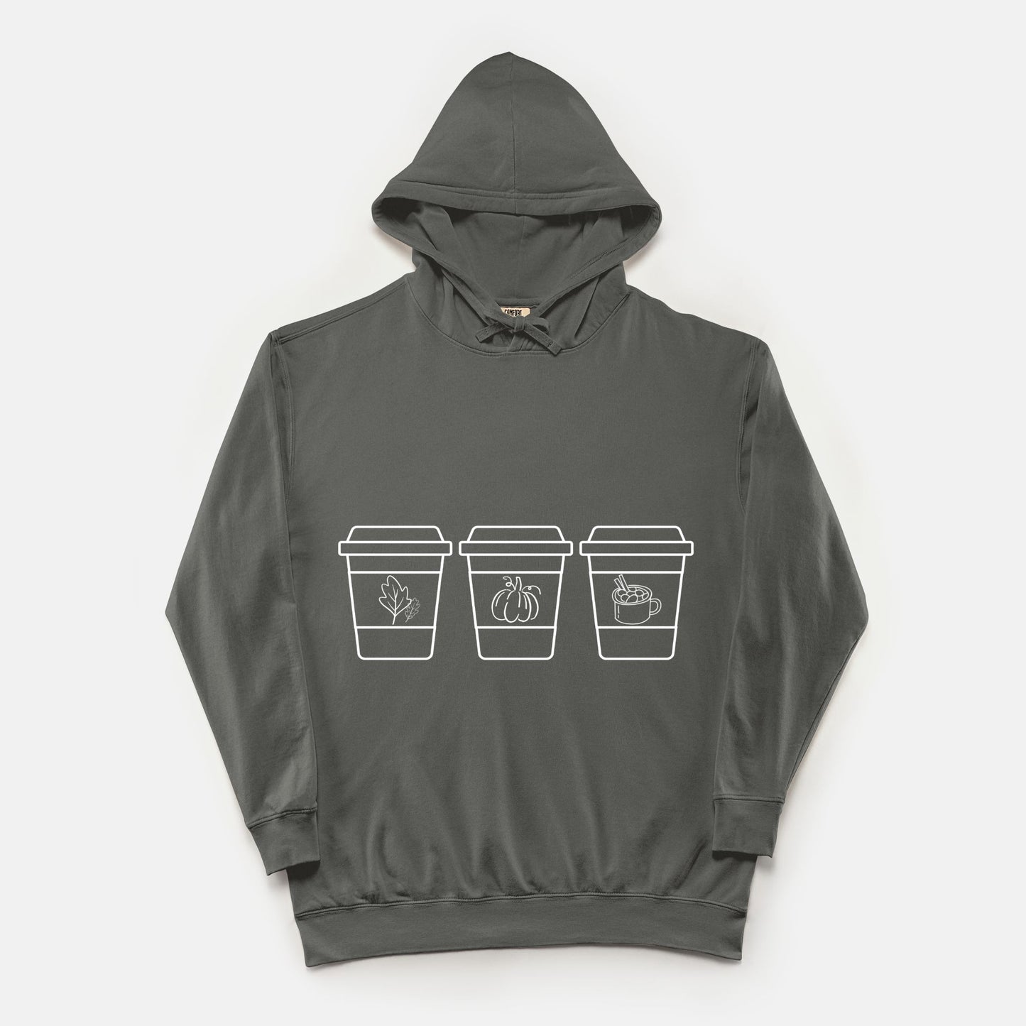 Coffee Cup Comfort Color Lightweight Hooded Sweatshirt