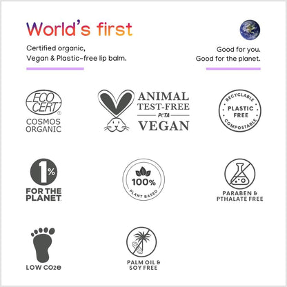 ILIKA 2 Pack Organic Lip Balm- Vanilla & Peppermint