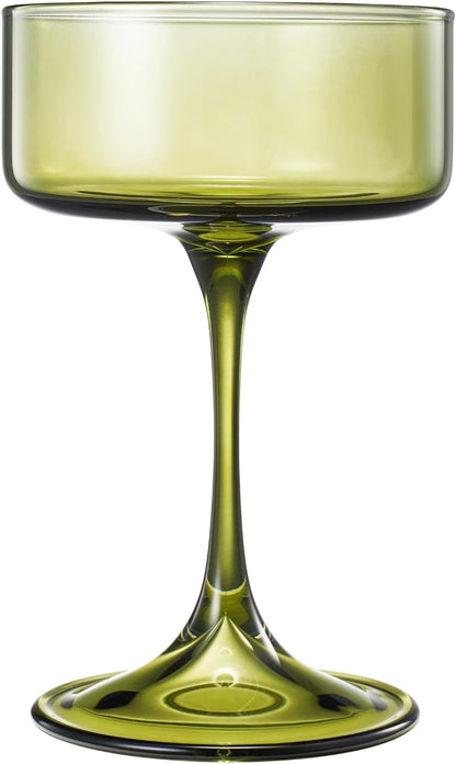 Khen Champagne Coupes Morgan Set Vibrant Stemware Drinkware for Parties - Set of 4 Multicolor