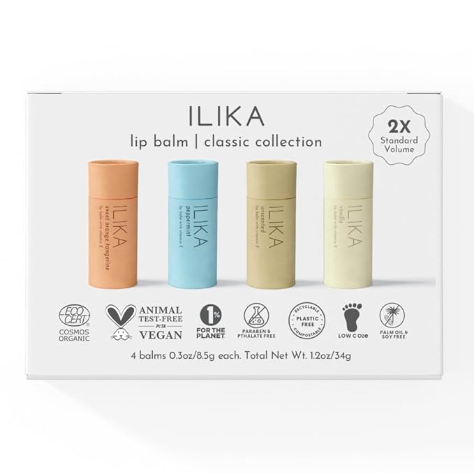 ILIKA 4 Pack Lip Balm Organic- Classic Collection