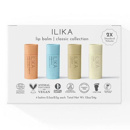 ILIKA 4 Pack Lip Balm Organic- Classic Collection