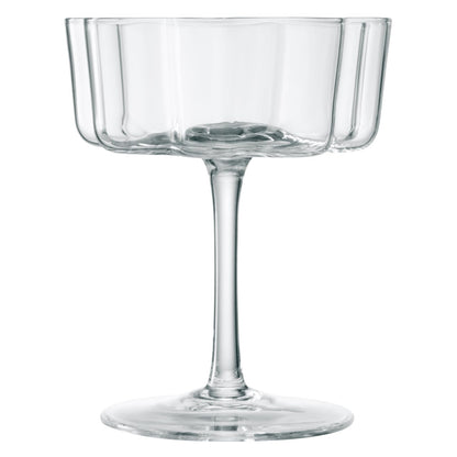 Flower Wave Coupe Cocktail Colored Glass | Set of 2 | Clear