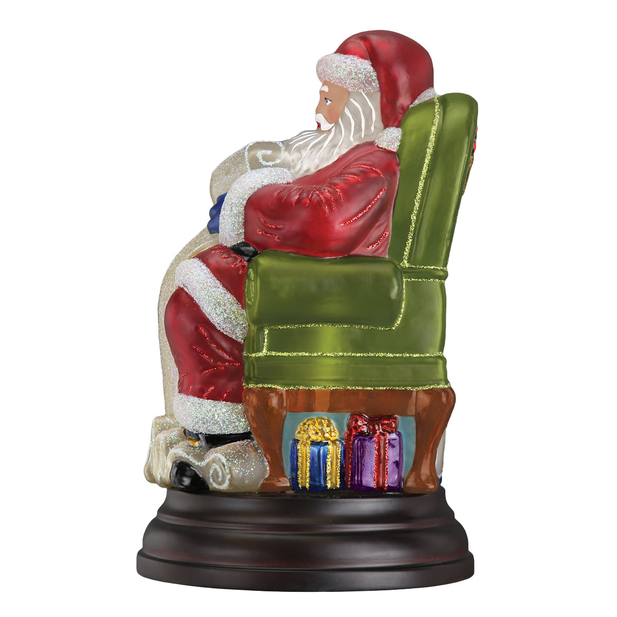 Santa Checking His List Blown Glass Light