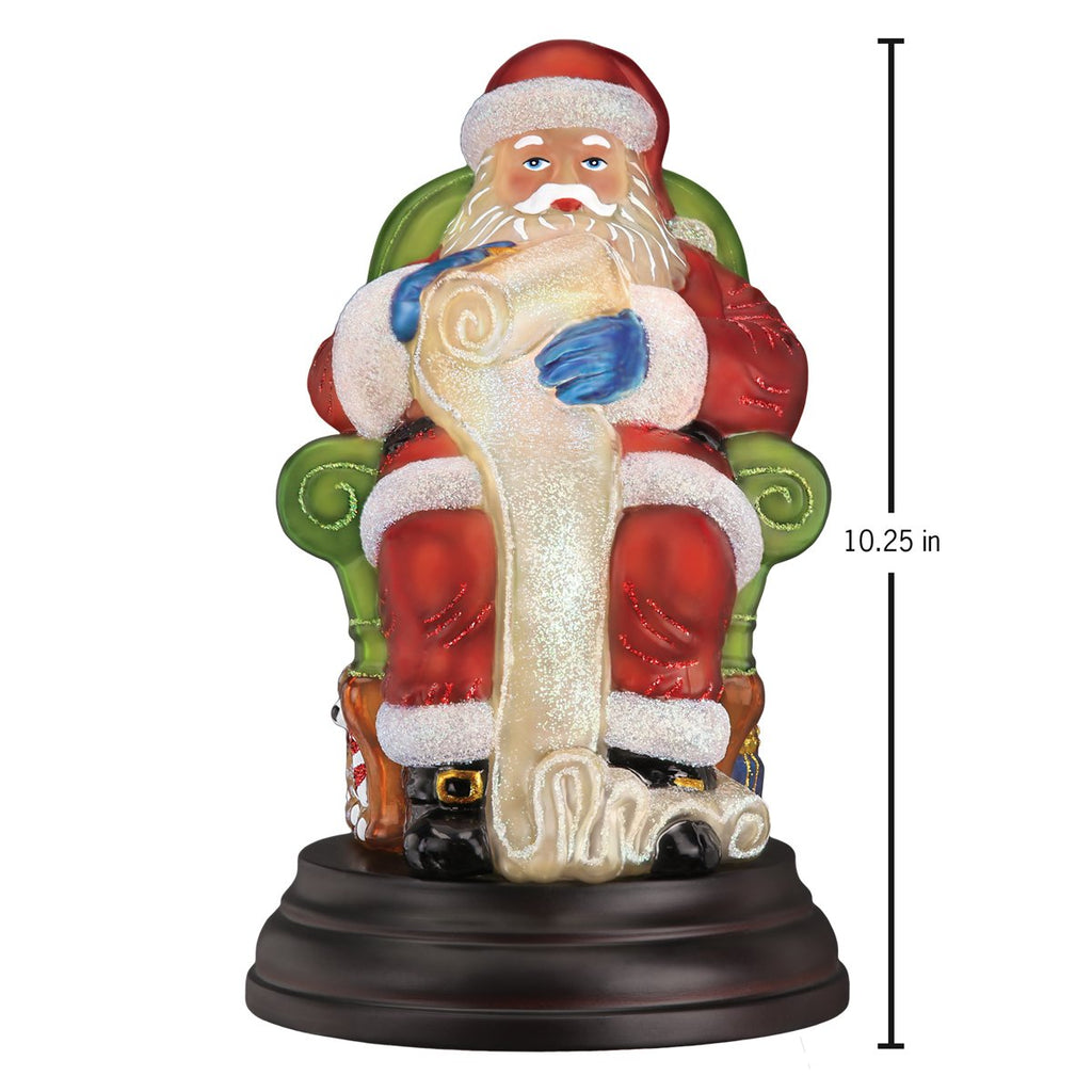 Santa Checking His List Blown Glass Light