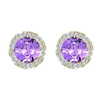 S925 Multicolor Moissanite Round Halo Stud Earrings with Threaded Needle, 8 Color Options, 0.1-3ct D-Grade VVS, Sterling Silver Jewelry for Men Women