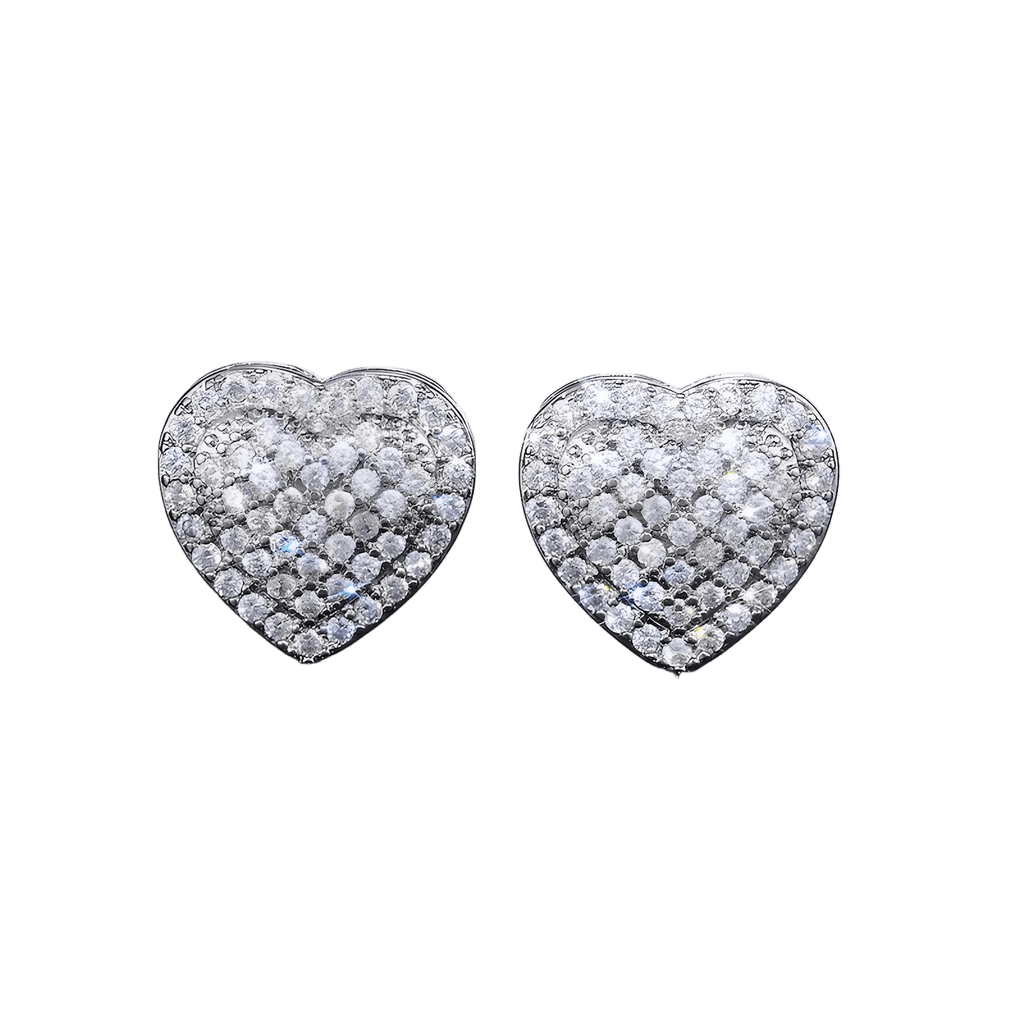 Dainty Iced Out CZ Heart Stud Earrings, Micro-Pavé Love Studs for Women Gifts