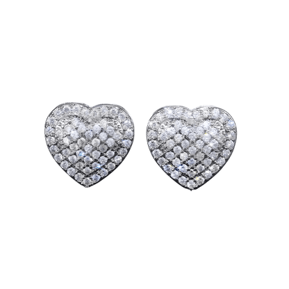 Dainty Iced Out CZ Heart Stud Earrings, Micro-Pavé Love Studs for Women Gifts
