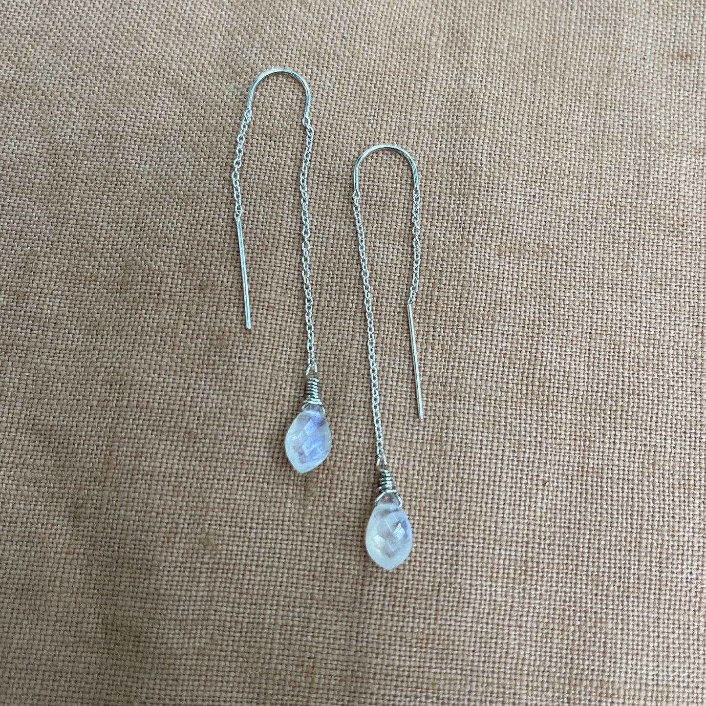 RAINBOW MOONSTONE GEM THREADER EARRINGS