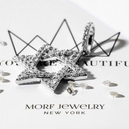 Jewish Magen Star Of David Pendant - Solid 925 Sterling Silver Men's Jewelry
