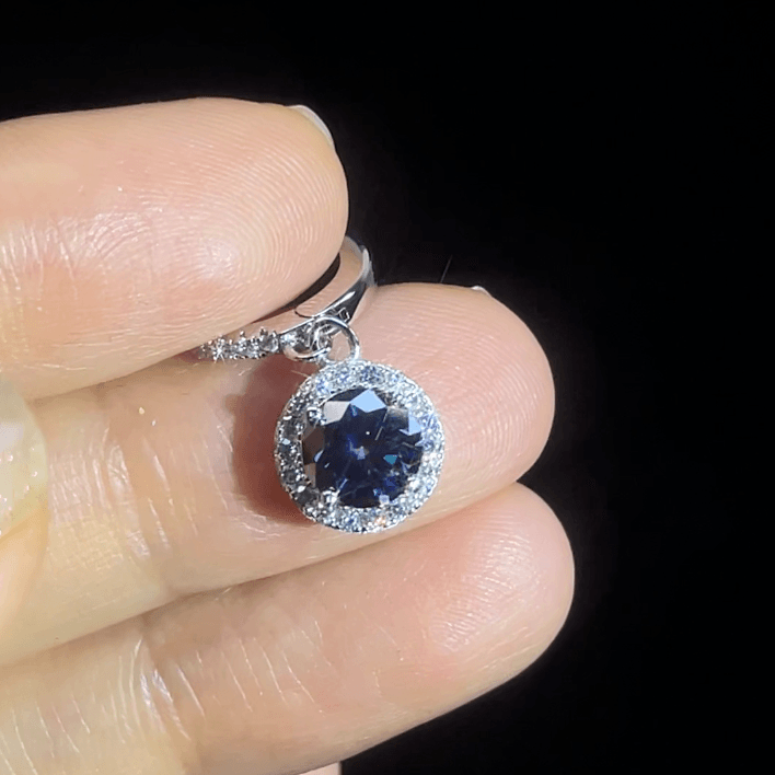 S925 Rainbow Green Moissanite/CZ Round Halo Drop Earrings, 1ct D-Grade VVS Certificate, Hypoallergenic Sterling Silver Gift