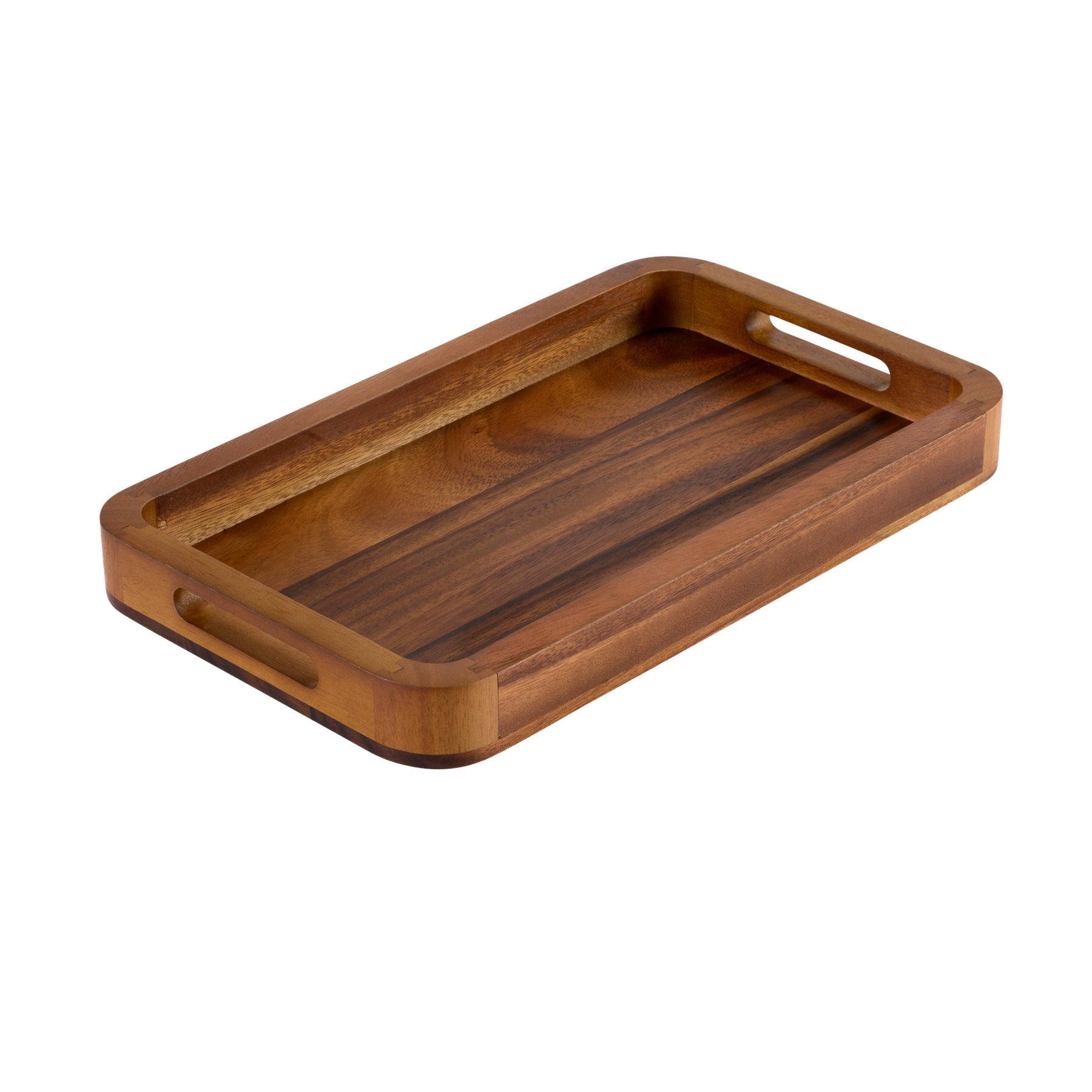 Acacia Wood Solid Bottom Rectangular Serving Tray