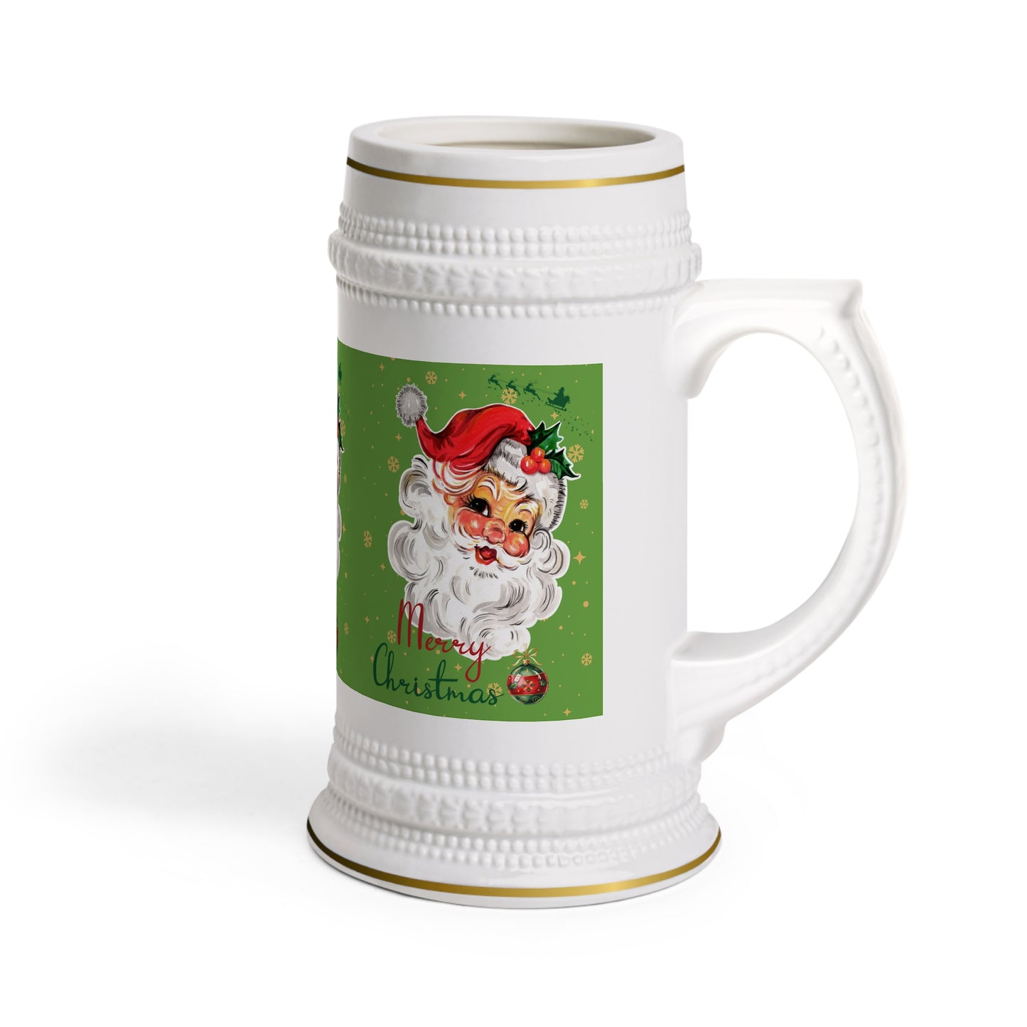 Festive Vintage-Style Santa Beer Stein Mug
