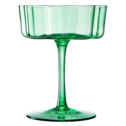Flower Wave Coupe Cocktail Colored Glasses | Set of 2 | Jade
