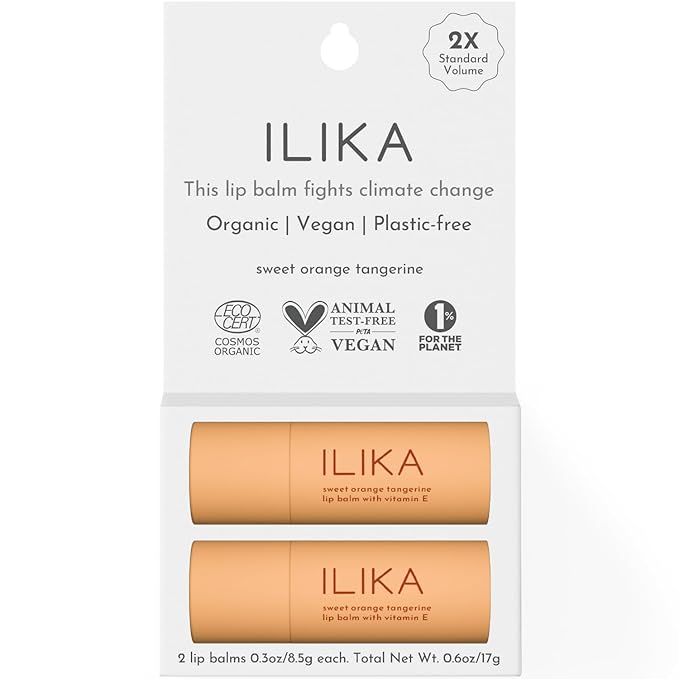 ILIKA 2 PK Organic Lip Balm Organic- Sweet Orange Tangerine