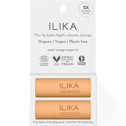 ILIKA 2 PK Organic Lip Balm Organic- Sweet Orange Tangerine