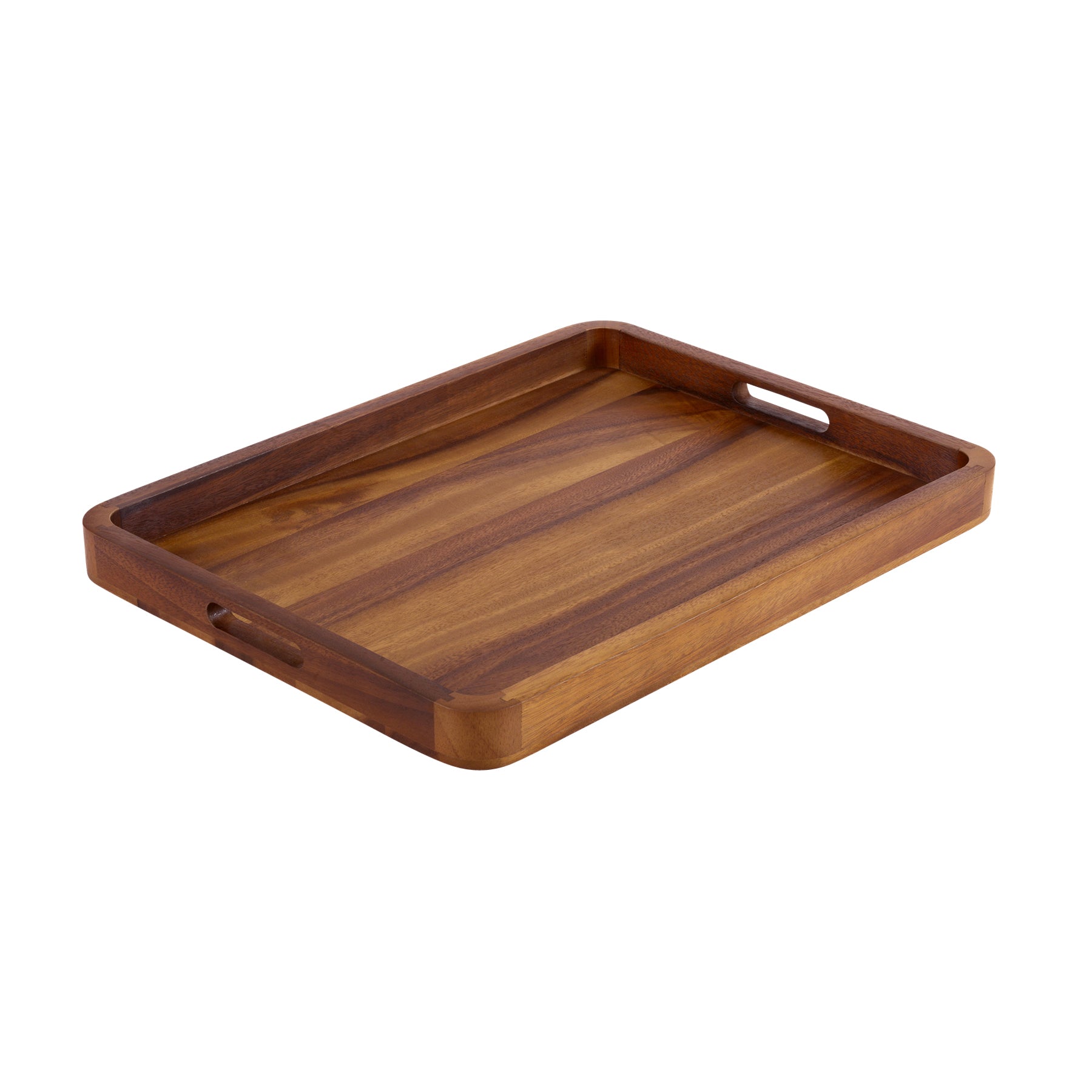 Acacia Wood Solid Bottom Rectangular Serving Tray