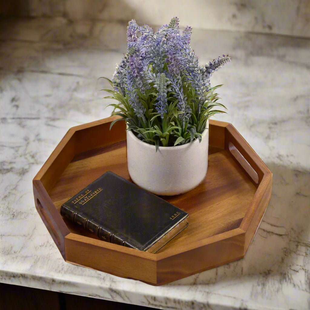 Acacia Solid Bottom Octagon Serving Tray
