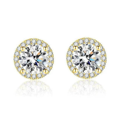 S925 Multicolor Moissanite Round Halo Stud Earrings with Threaded Needle, 8 Color Options, 0.1-3ct D-Grade VVS, Sterling Silver Jewelry for Men Women